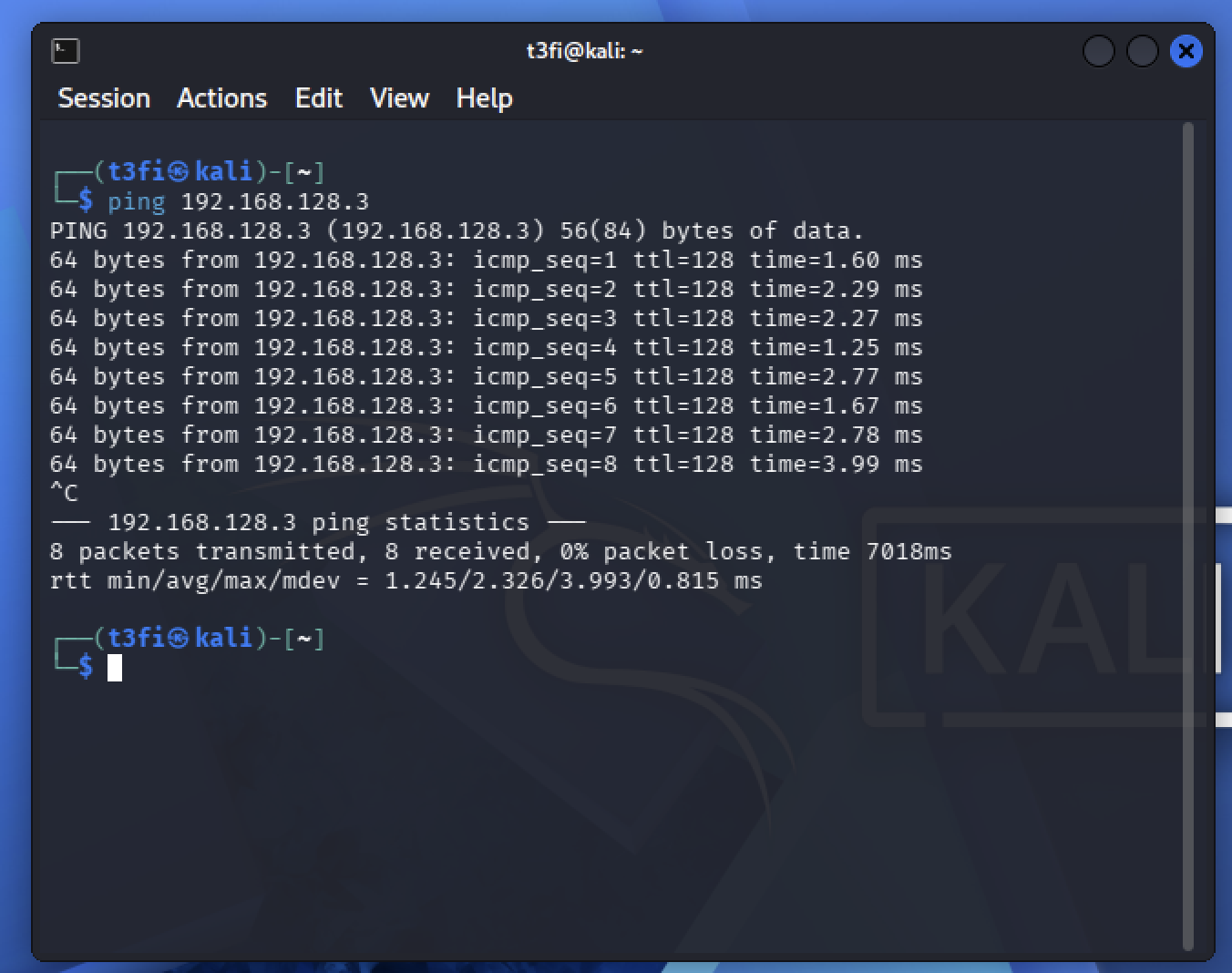 Prueba de conexión desde Kali Linux hacia Windows